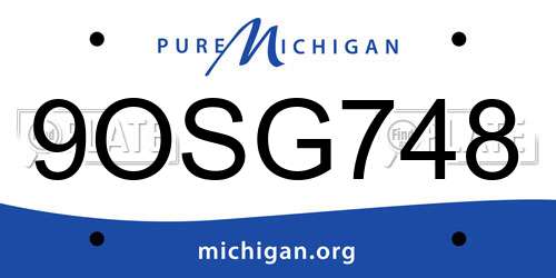 9OSG748 Michigan License Plate