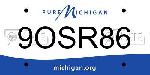 9OSR86 Michigan License Plate