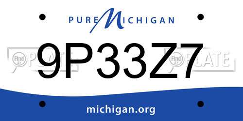 9P33Z7 Michigan License Plate