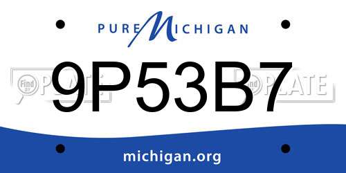 9P53B7 Michigan License Plate
