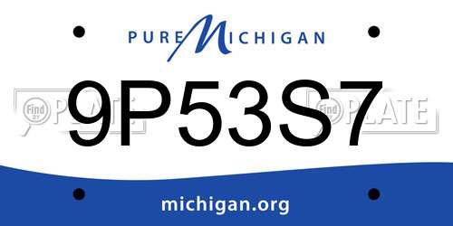 9P53S7 Michigan License Plate