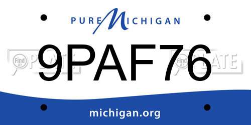 9PAF76 Michigan License Plate