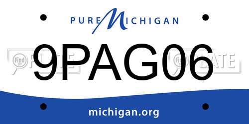 9PAG06 Michigan License Plate