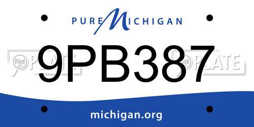 9PB387 Michigan License Plate
