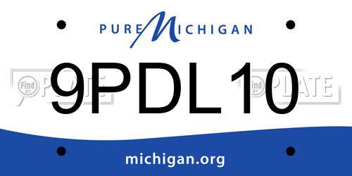9PDL10 Michigan License Plate