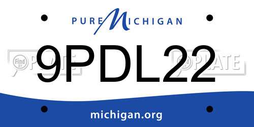 9PDL22 Michigan License Plate