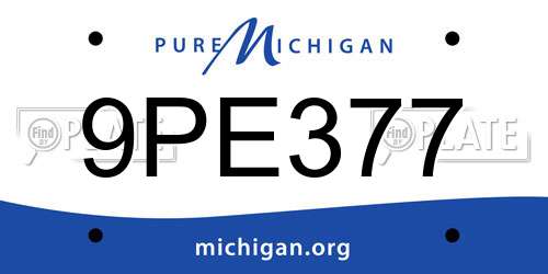 9PE377 Michigan License Plate