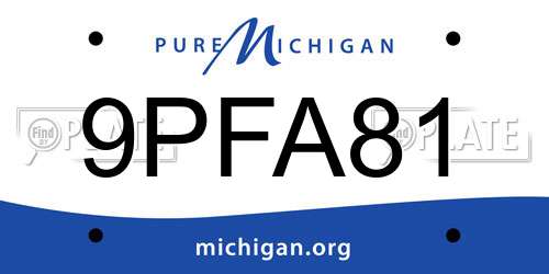 9PFA81 Michigan License Plate
