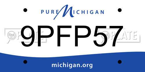 9PFP57 Michigan License Plate