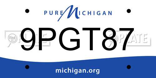 9PGT87 Michigan License Plate