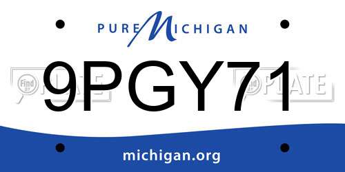 9PGY71 Michigan License Plate