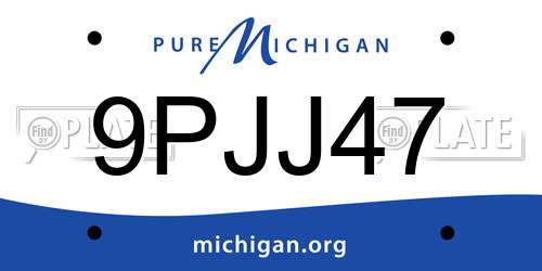 9PJJ47 Michigan License Plate
