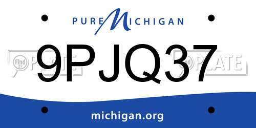 9PJQ37 Michigan License Plate