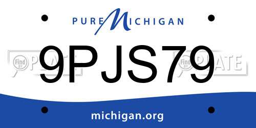 9PJS79 Michigan License Plate