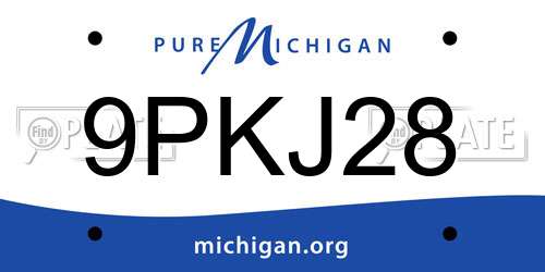 9PKJ28 Michigan License Plate