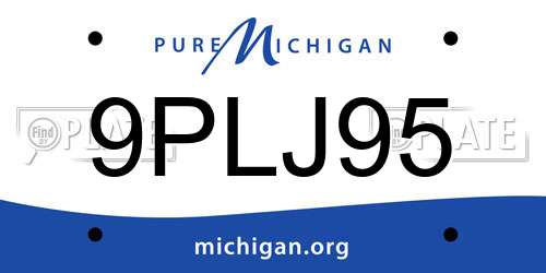 9PLJ95 Michigan License Plate