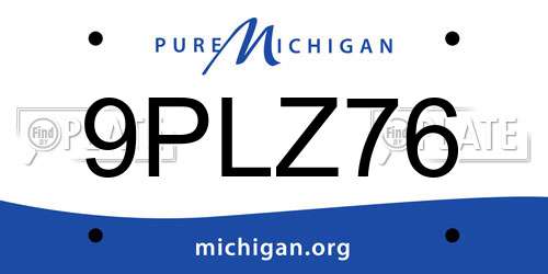 9PLZ76 Michigan License Plate