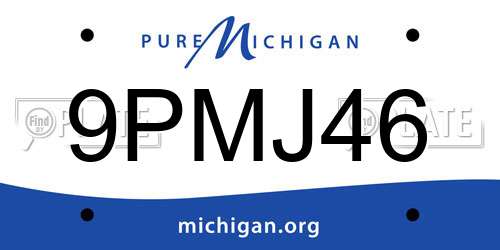 9PMJ46 Michigan License Plate