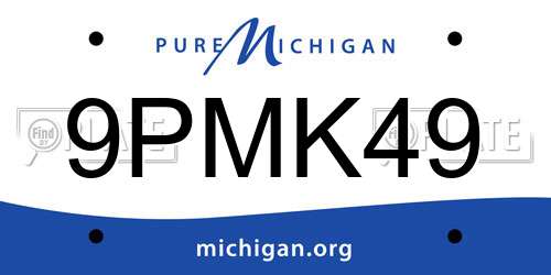 9PMK49 Michigan License Plate