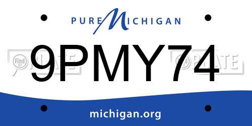 9PMY74 Michigan License Plate