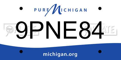 9PNE84 Michigan License Plate