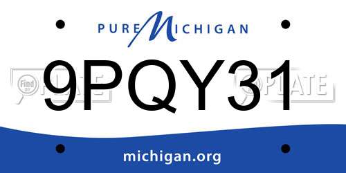9PQY31 Michigan License Plate