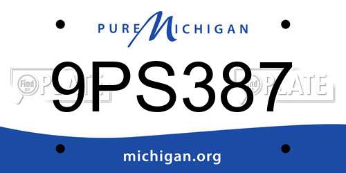 9PS387 Michigan License Plate