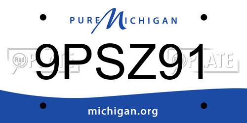 9PSZ91 Michigan License Plate