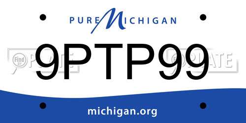 9PTP99 Michigan License Plate