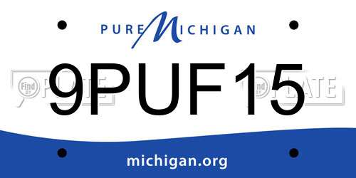 9PUF15 Michigan License Plate