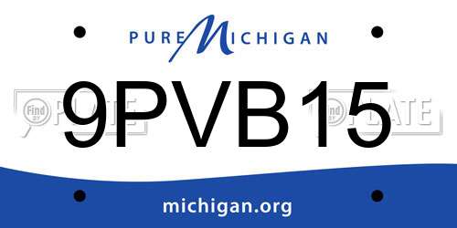 9PVB15 Michigan License Plate
