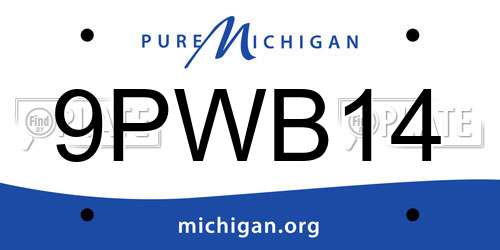 9PWB14 Michigan License Plate