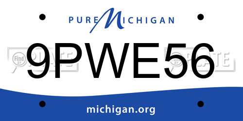 9PWE56 Michigan License Plate