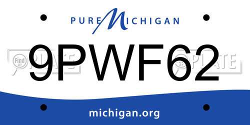 9PWF62 Michigan License Plate