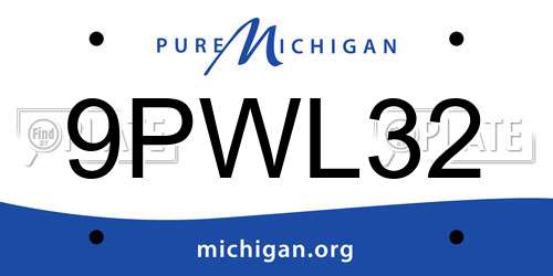 9PWL32 Michigan License Plate