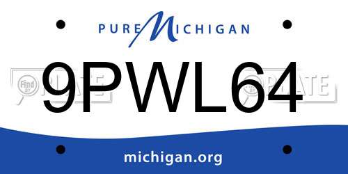9PWL64 Michigan License Plate