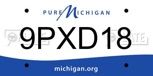 9PXD18 Michigan License Plate
