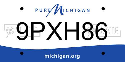 9PXH86 Michigan License Plate