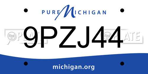 9PZJ44 Michigan License Plate