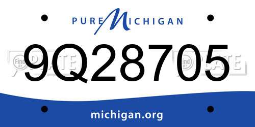 9Q28705 Michigan License Plate