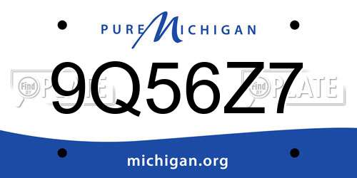 9Q56Z7 Michigan License Plate