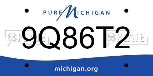 9Q86T2 Michigan License Plate