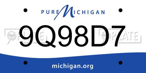 9Q98D7 Michigan License Plate