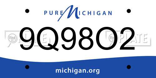 9Q98O2 Michigan License Plate