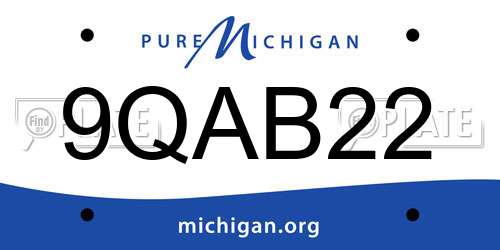 9QAB22 Michigan License Plate