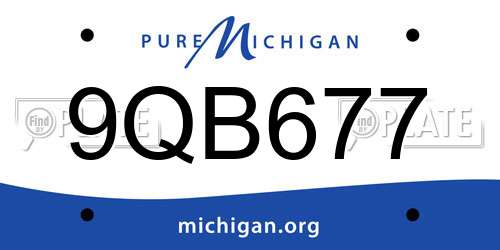 9QB677 Michigan License Plate