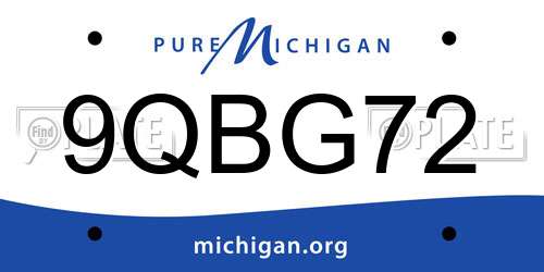 9QBG72 Michigan License Plate