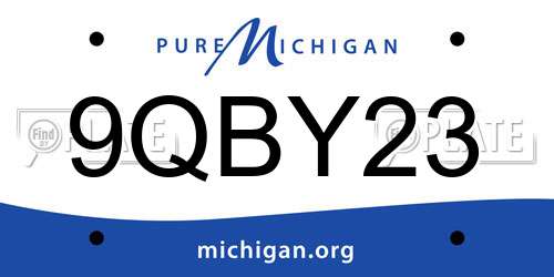 9QBY23 Michigan License Plate