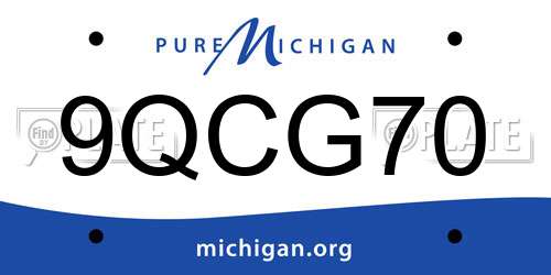 9QCG70 Michigan License Plate