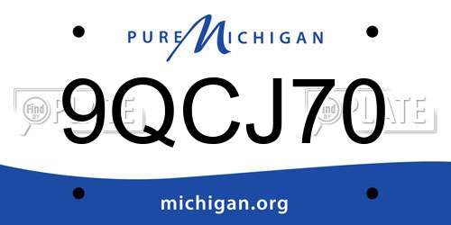 9QCJ70 Michigan License Plate